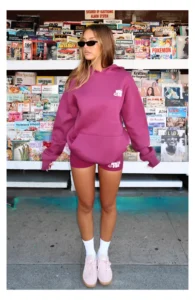 11th Street Sweet Kisses Oversized Hoodie Very Berry