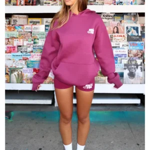 11th Street Sweet Kisses Oversized Hoodie Very Berry