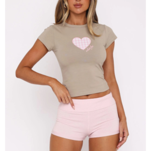 Skip Town Knit Booty Shorts Baby Pink