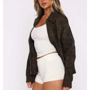 Skip Town Knit Booty Shorts Cream